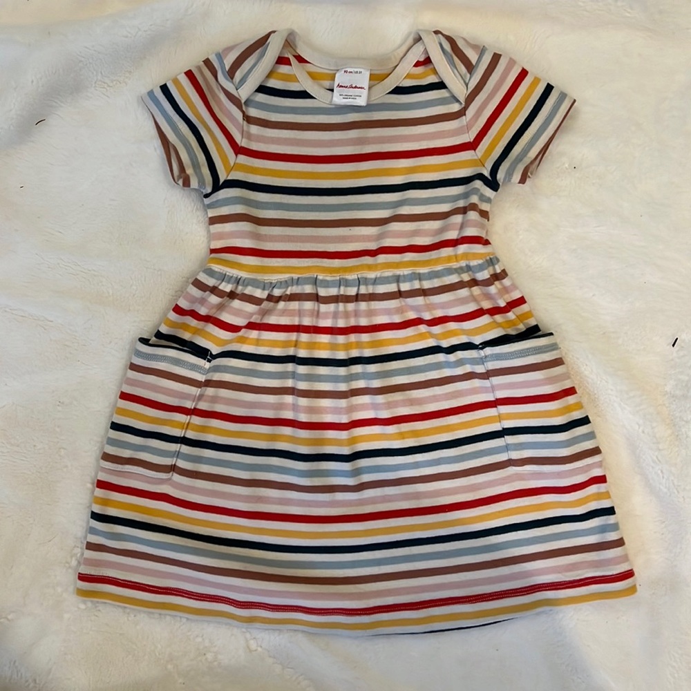 Multicolored Striped Cotton Cap Sleeve Dress